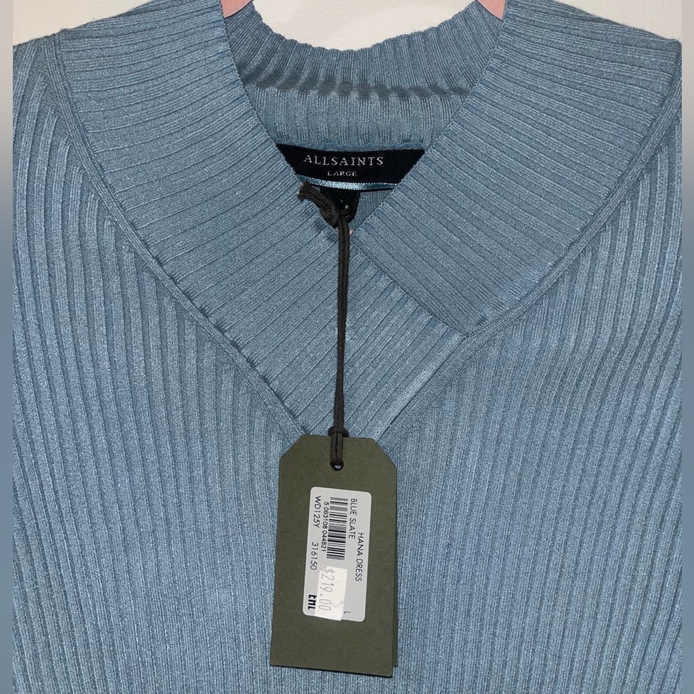 All Saints Blue Ribbed Sweater - Picture 3 of 4